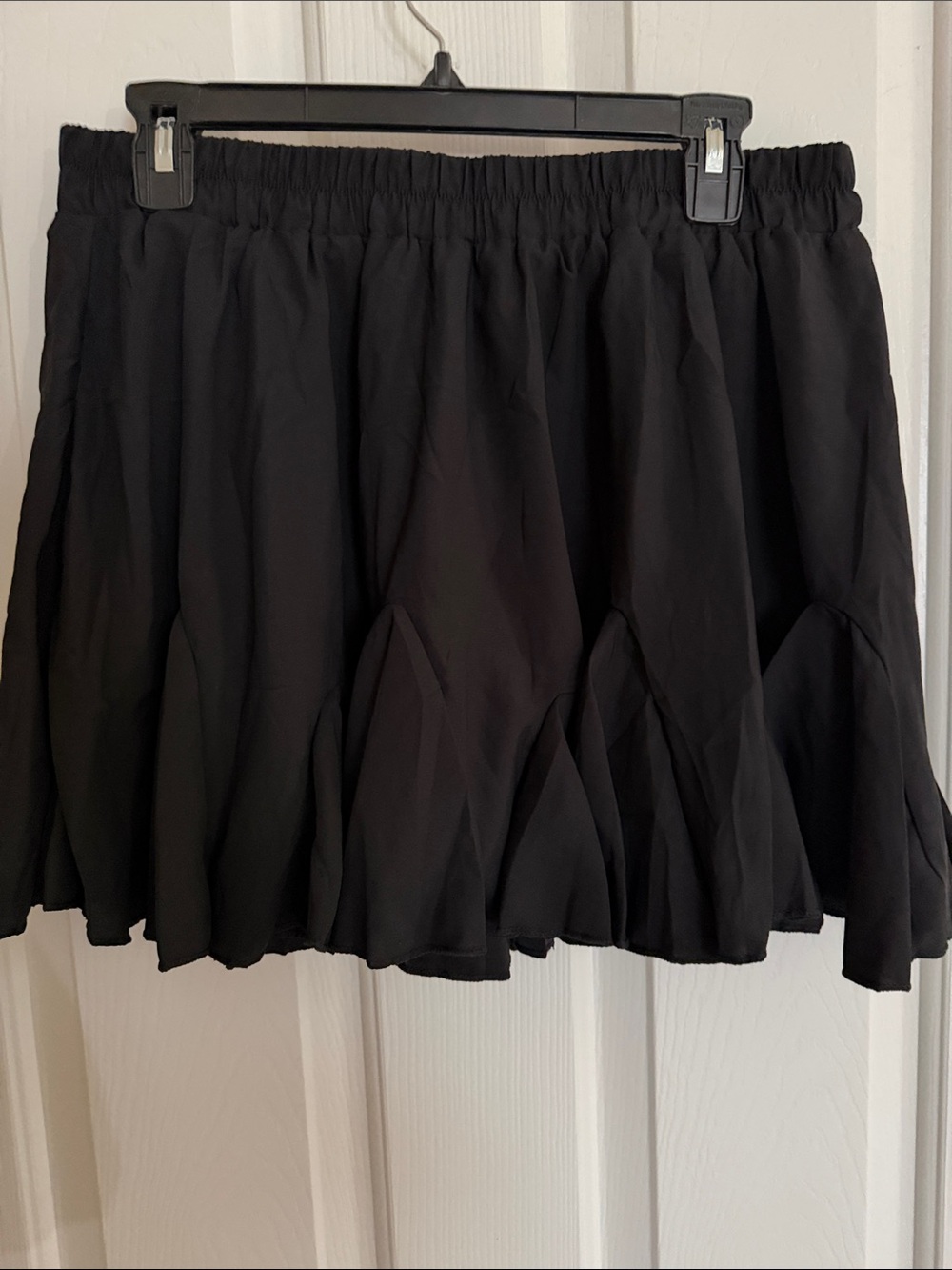 Women's Black Ruffled Mini Skirt with Elastic Waist